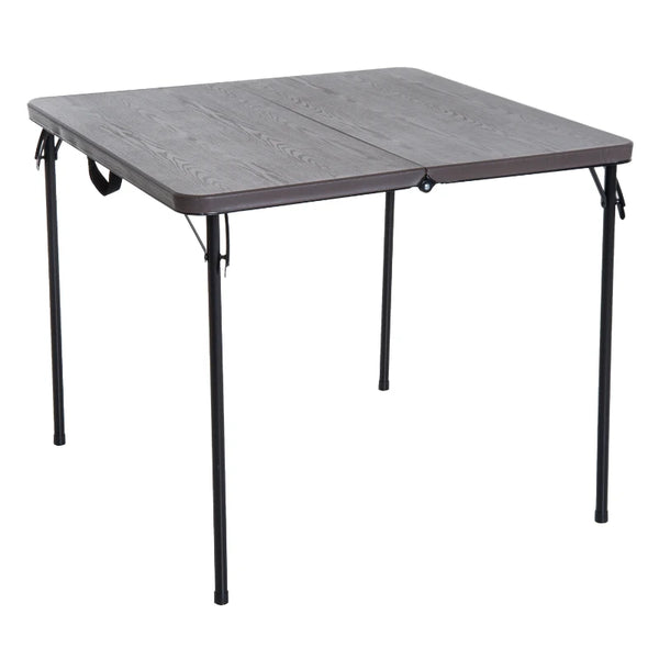 Portable Metal Picnic Table - Compact Outdoor Furniture, Black/Brown, 86x86x71.5 cm