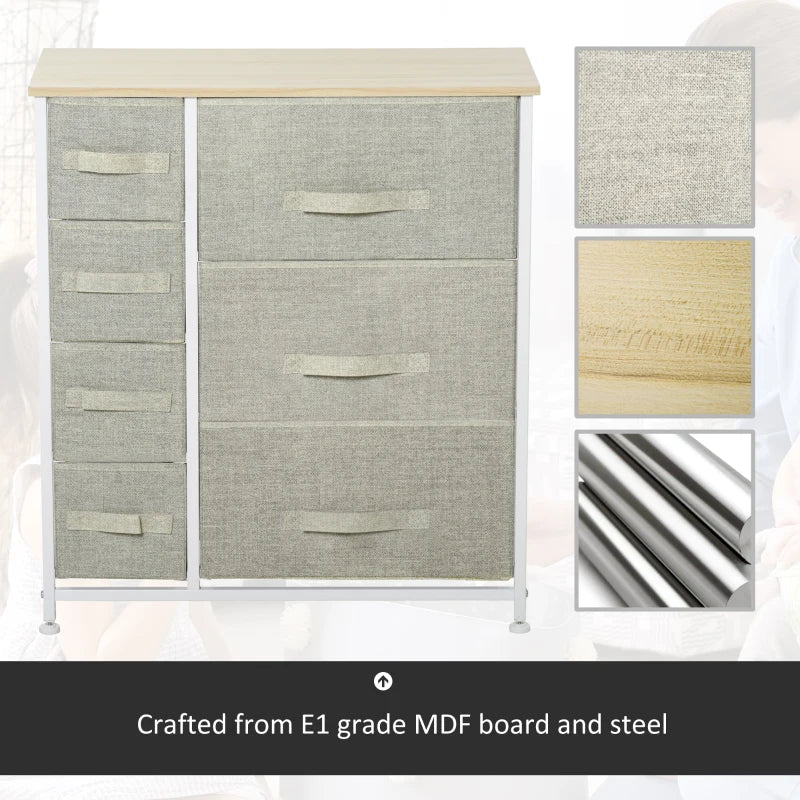 Vertical 7-Drawer Linen Storage Cabinet - White/Light Grey