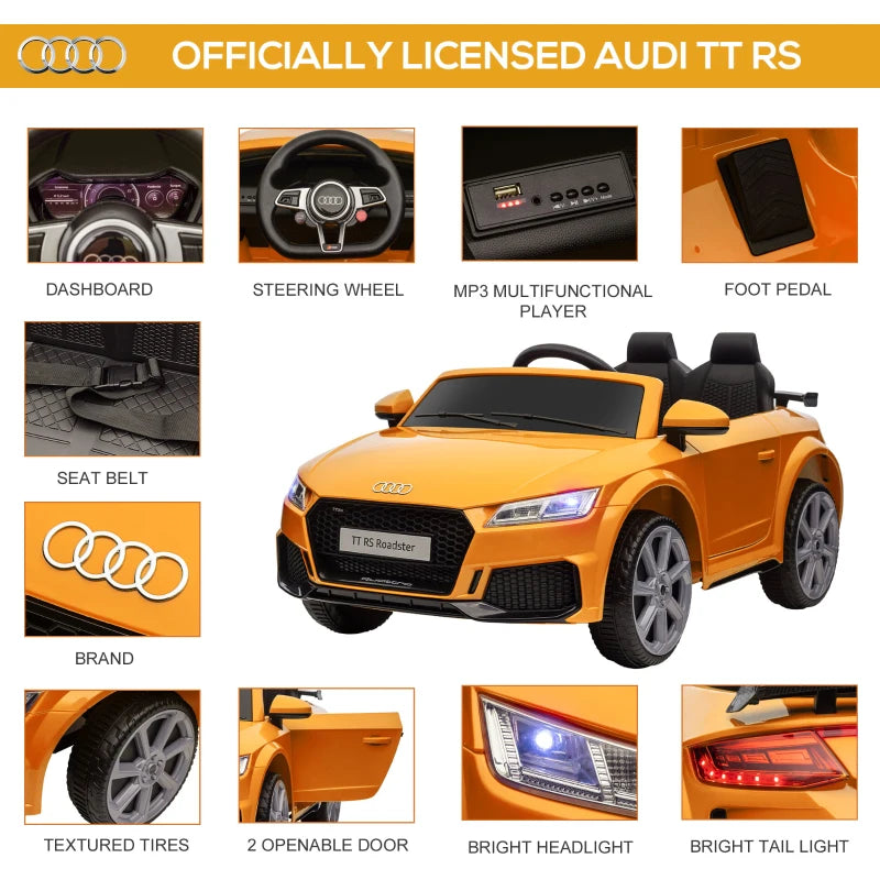 Yellow Audi TT RS Kids Ride-On Car 12V with Remote Control