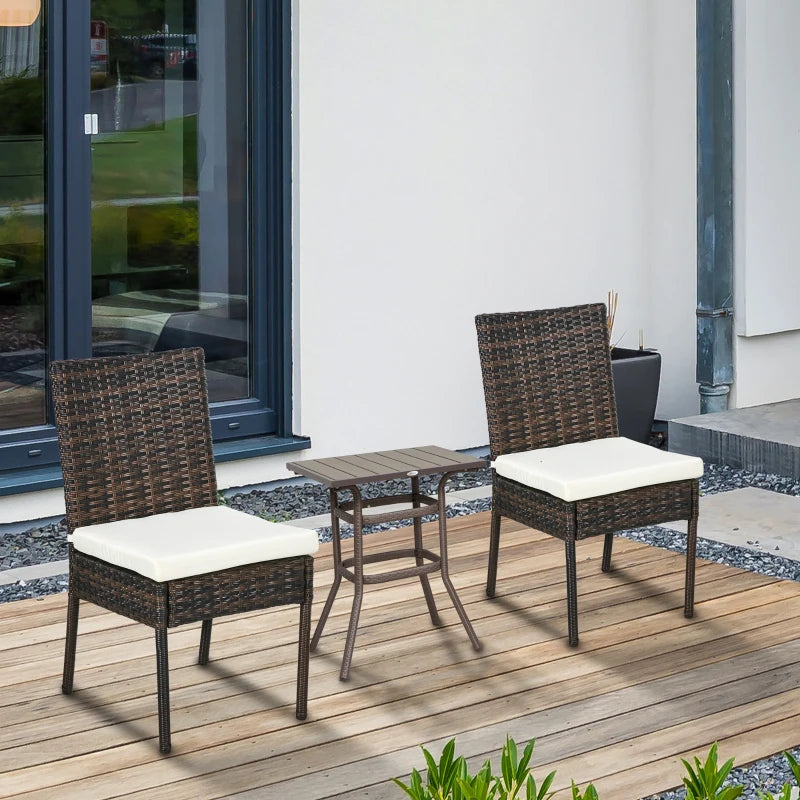 Brown Rattan Armless Garden Chairs Set of 2