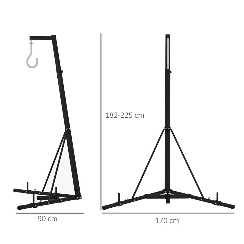 Black Foldable Punch Bag Stand - Heavy Bag & Speed Bag Holder