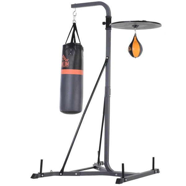 Black Freestanding Boxing & Speed Ball Station