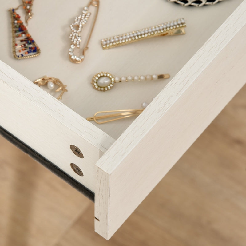 White Round Mirror Dressing Table with Drawers