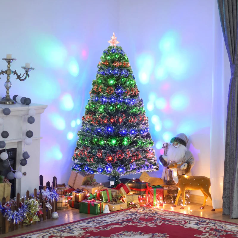 5ft Pre-Lit Multicolored Fiber Optic Christmas Tree - Green