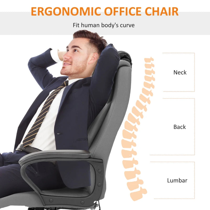 Grey High Back Executive Office Chair with Vibration Massage