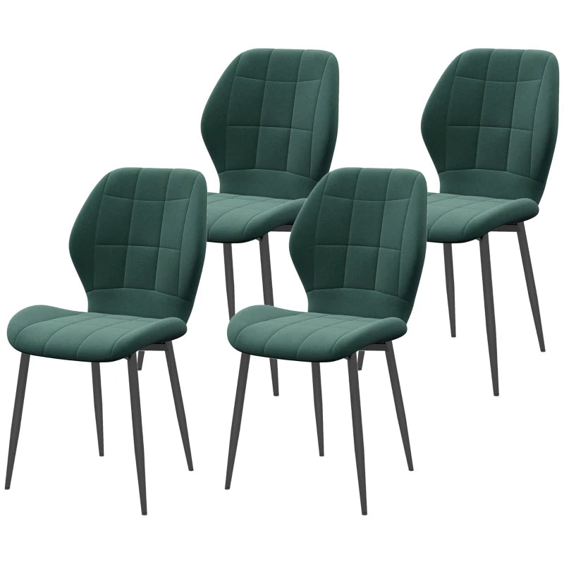 Set of 4 Green Flannel Tub Dining Chairs