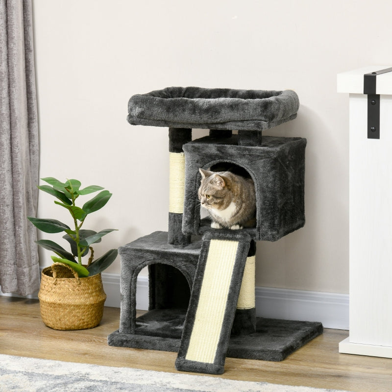 Black Cat Scratching Post Tower 83cm - Indoor Kitten Climbing Frame