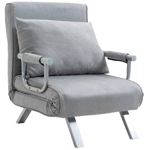 Grey Suedette Adjustable Back Sofa Chair