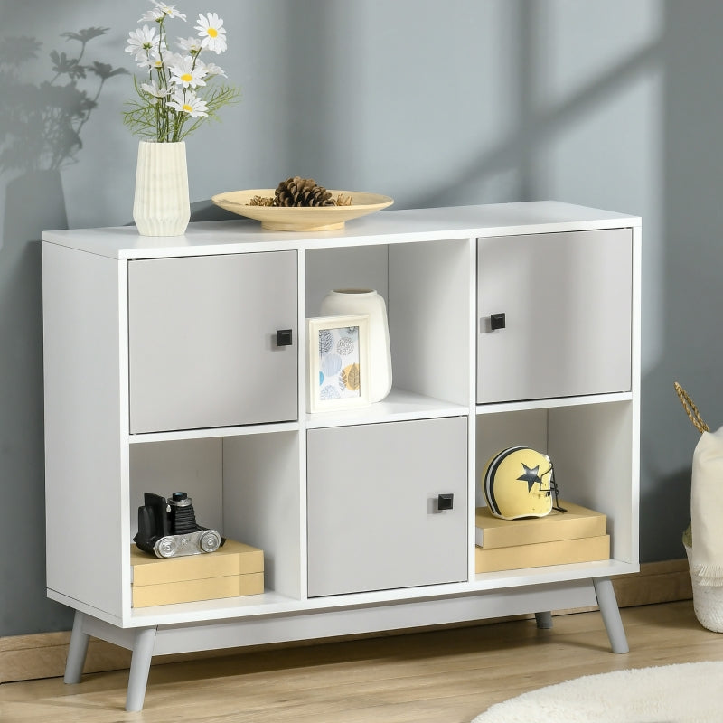 Grey 6-Cube Storage Cabinet with Doors for Dining & Living Room