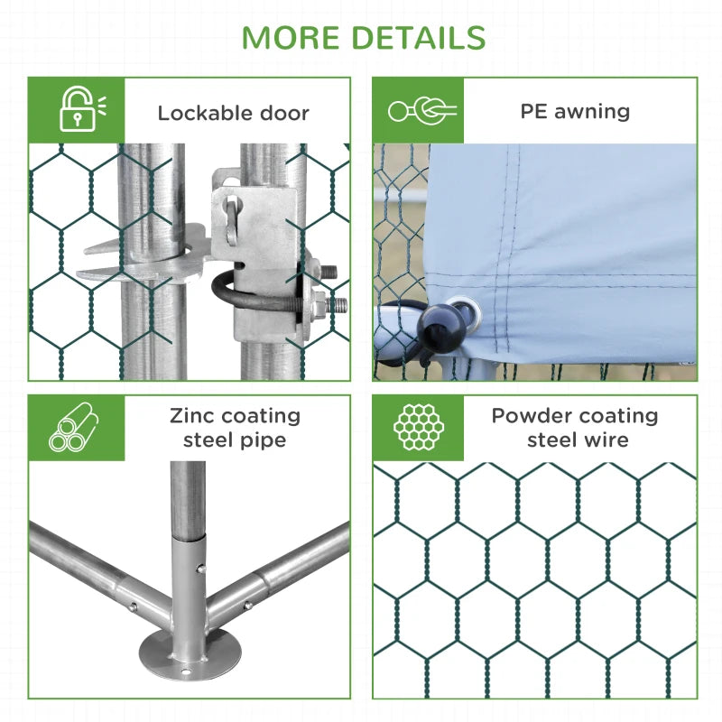 Galvanised Chicken Run with Water-Resistant Cover, 3x2x2m