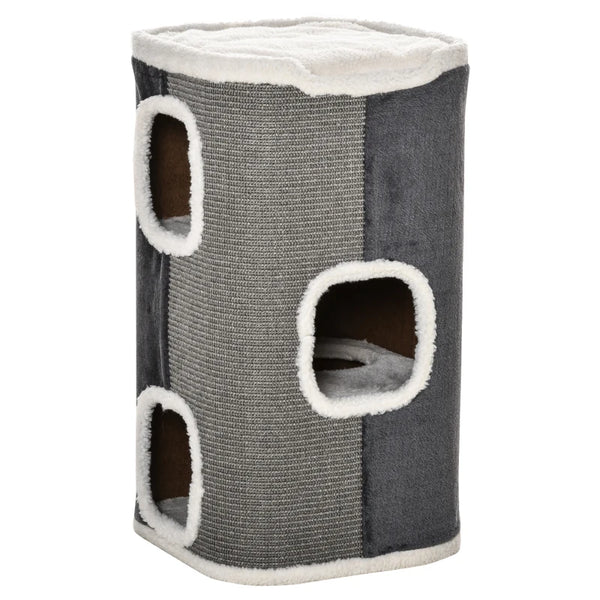 Grey Sisal Cat Barrel with Plush & Fleece