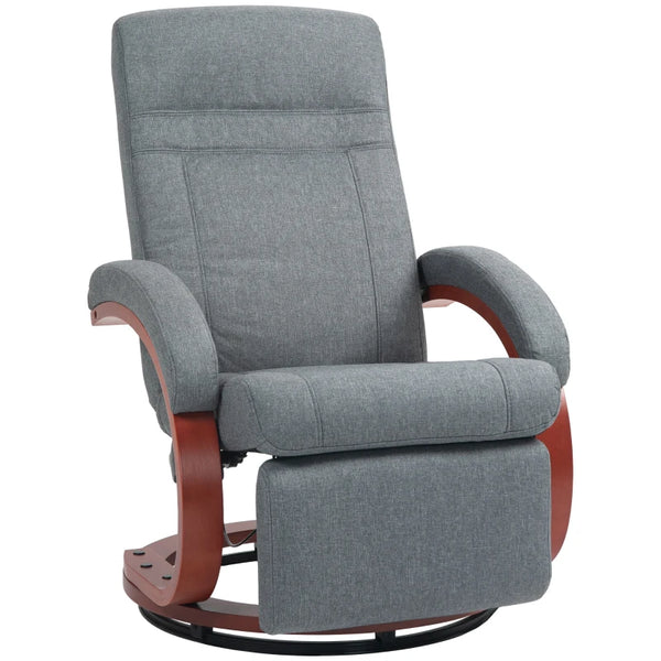 Grey Manual Reclining Swivel Chair with Footrest