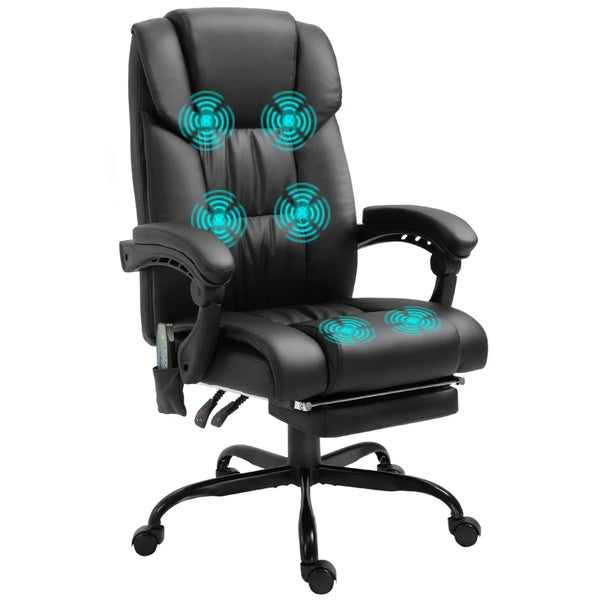 Black PU Leather Massage Office Chair with Footrest