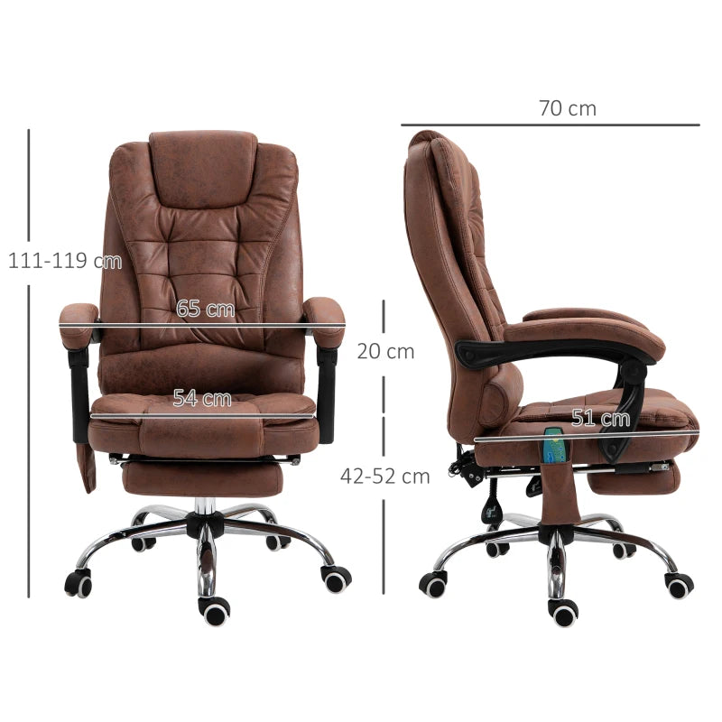 Brown Heated Massage Office Chair with Footrest