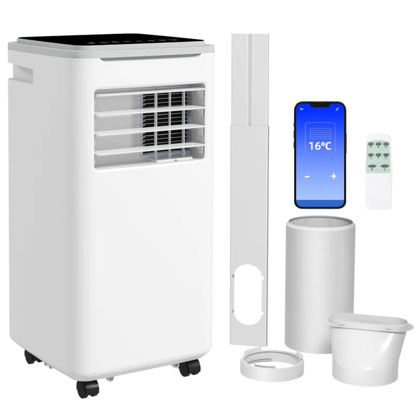 Portable 4-in-1 Air Conditioner, 9,000 BTU, WiFi Smart Home Compatible, Remote Control, White