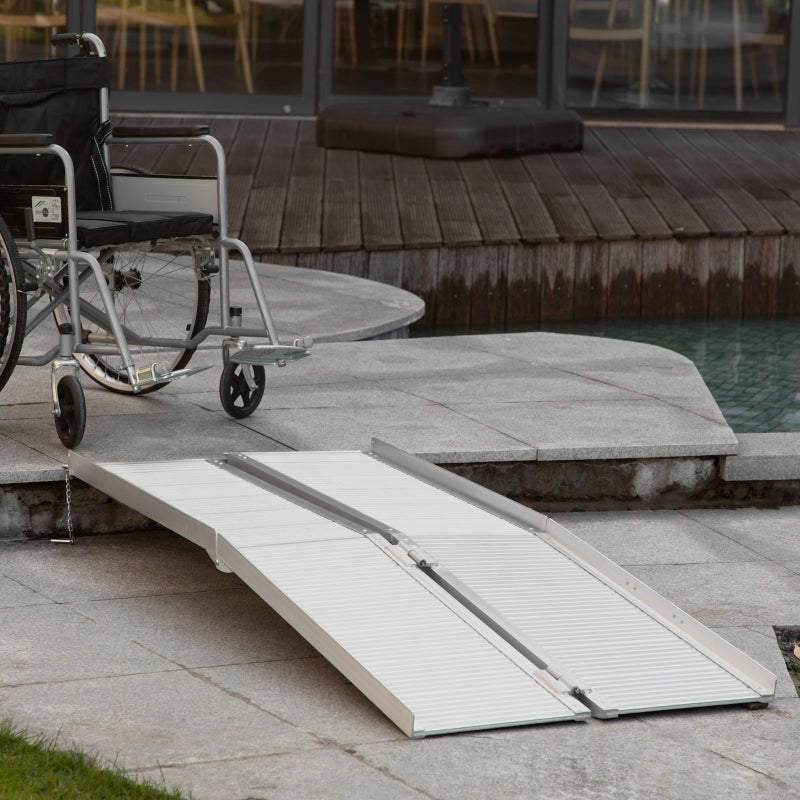 Portable Textured Aluminum Wheelchair Ramp, 183 x 72 cm, Black