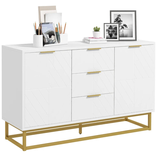 Modern White Storage Cabinet with 3 Drawers