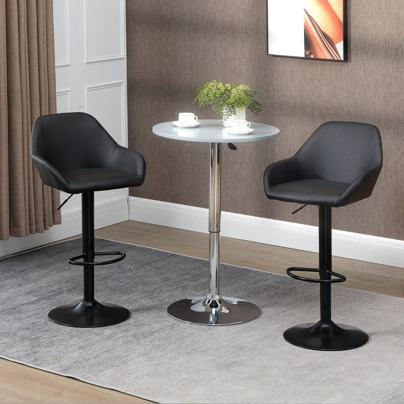 Black Swivel Bar Stools Set of 2 with Footrest and Backrest