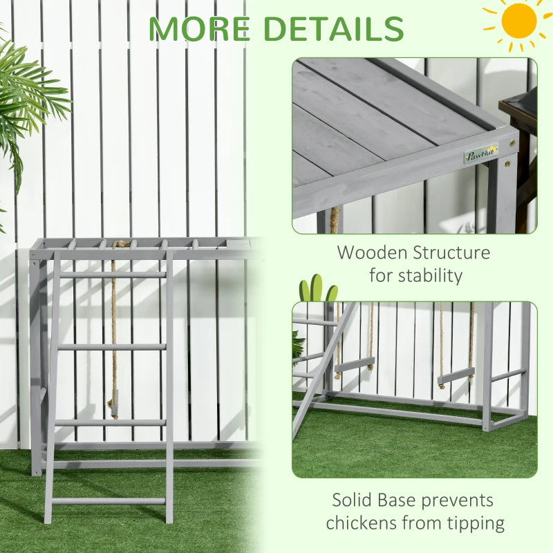 Grey Chicken Coop with Swing Set for 3-4 Chickens