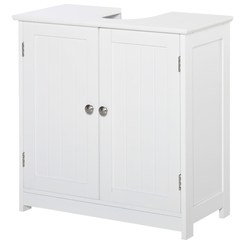 White Under-Sink Storage Cabinet with Adjustable Shelf - 60x60cm