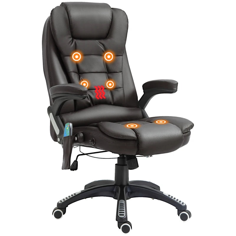 Brown High Back Massage Office Chair with Heat