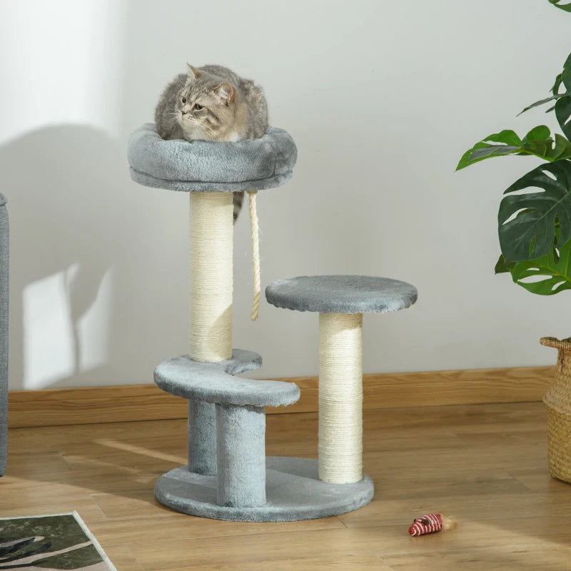 Grey 65cm Cat Tree with Sisal Scratching Posts and Perches