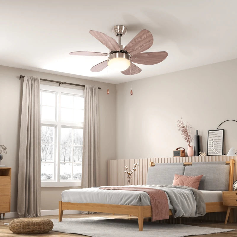 Walnut Brown LED Ceiling Fan with Reversible Blades