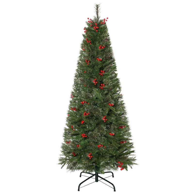 5ft Green Artificial Christmas Tree with Realistic Branches and Red Berries