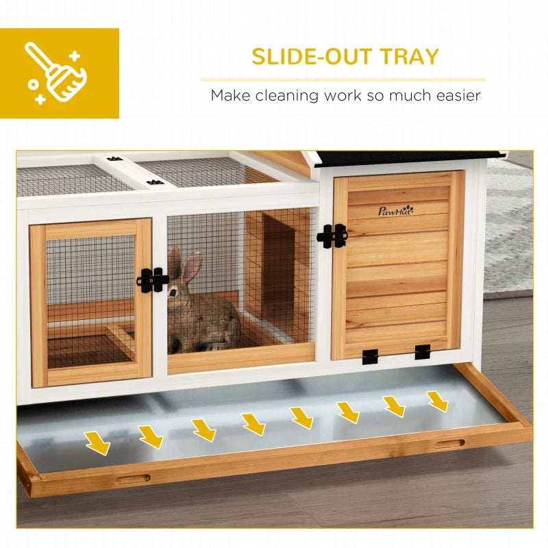 Yellow Wooden Small Pet Hutch with Removable Tray and Wheels