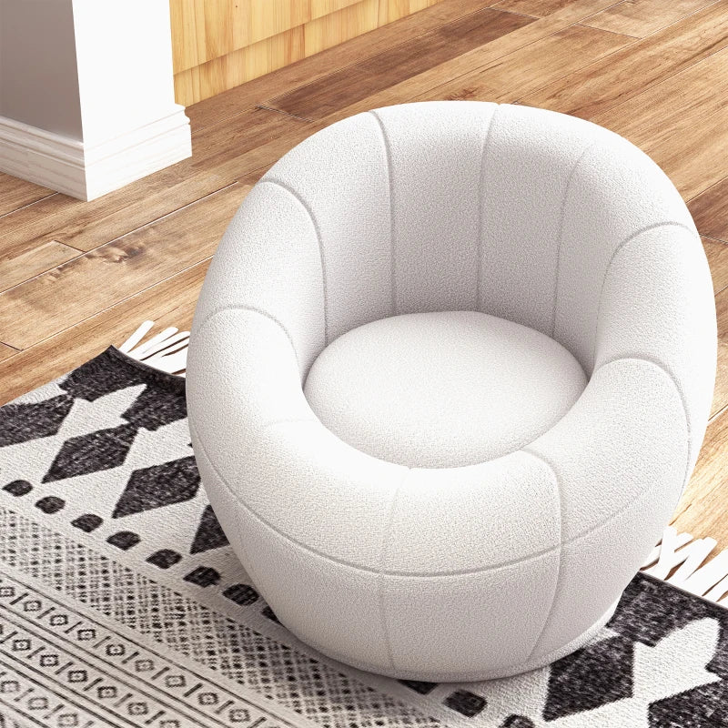 White Swivel Upholstered Accent Chair for Home