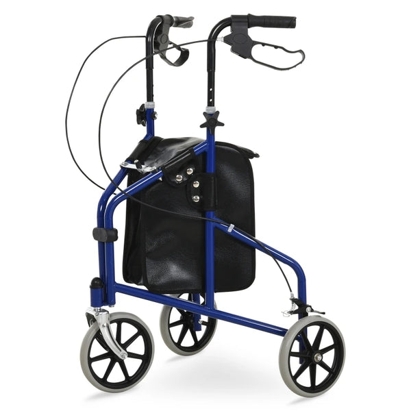 Blue/Black Foldable 3-Wheel Rollator with Bag