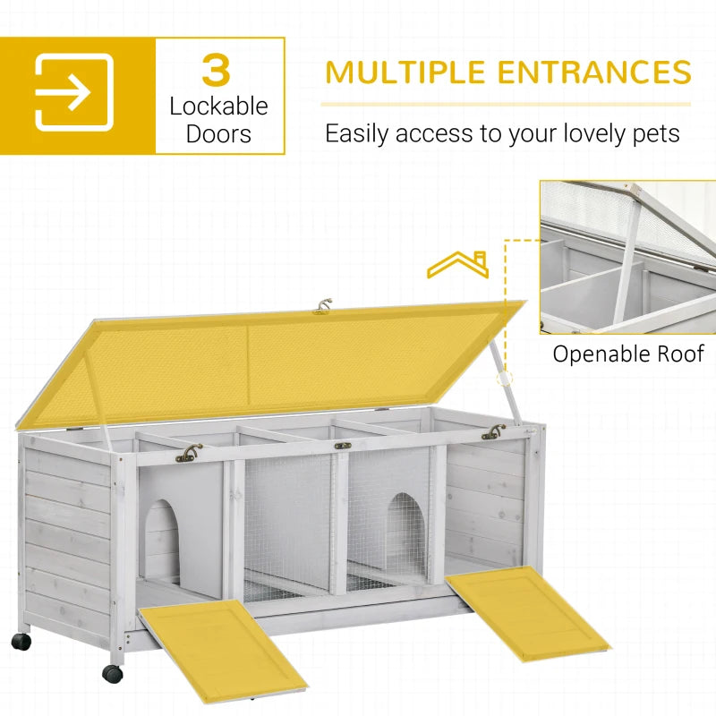 Small Animal Indoor Cage with Wheels, Light Grey, 138 x 53 x 61cm