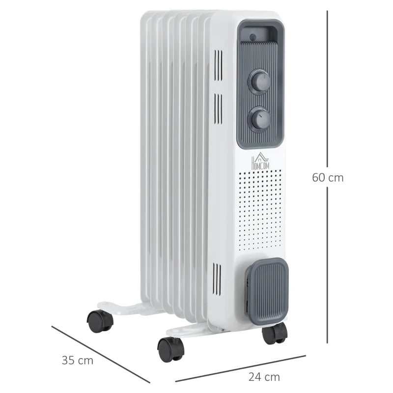 White 1500W Portable Oil Filled Radiator Heater