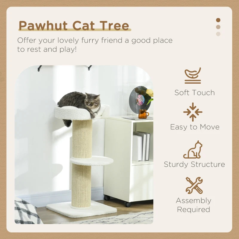 Cat Tree with Basket Cushion - Cream White