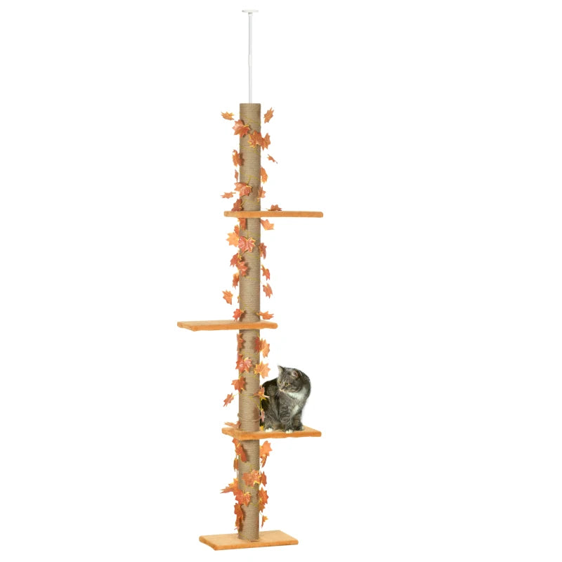 Adjustable Orange Cat Tree with Perches and Anti-Slip Kit