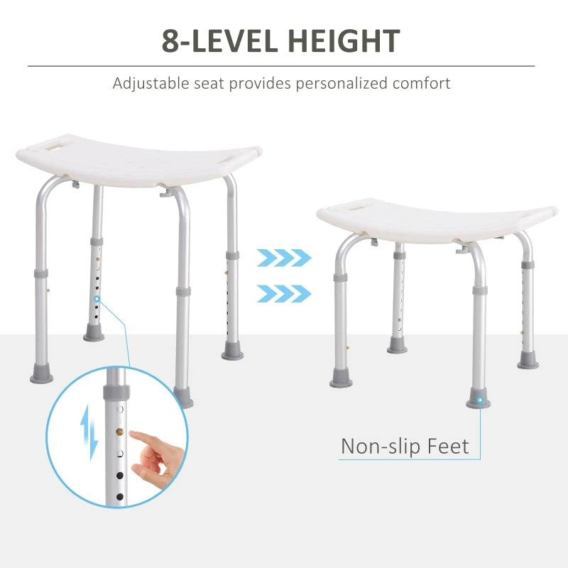 White Portable Non-Slip Bathroom Stool