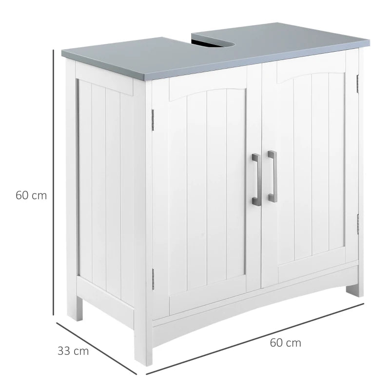 White Under Sink Storage Cabinet with Double Doors