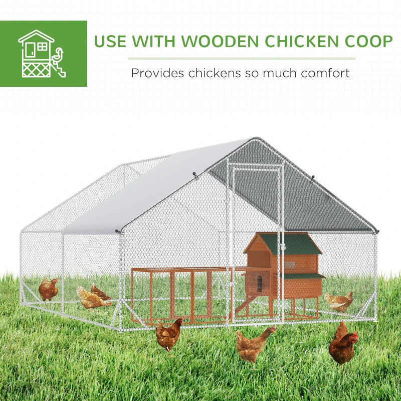 Galvanised Chicken Run with Water-Resistant Cover, 3x4x2m