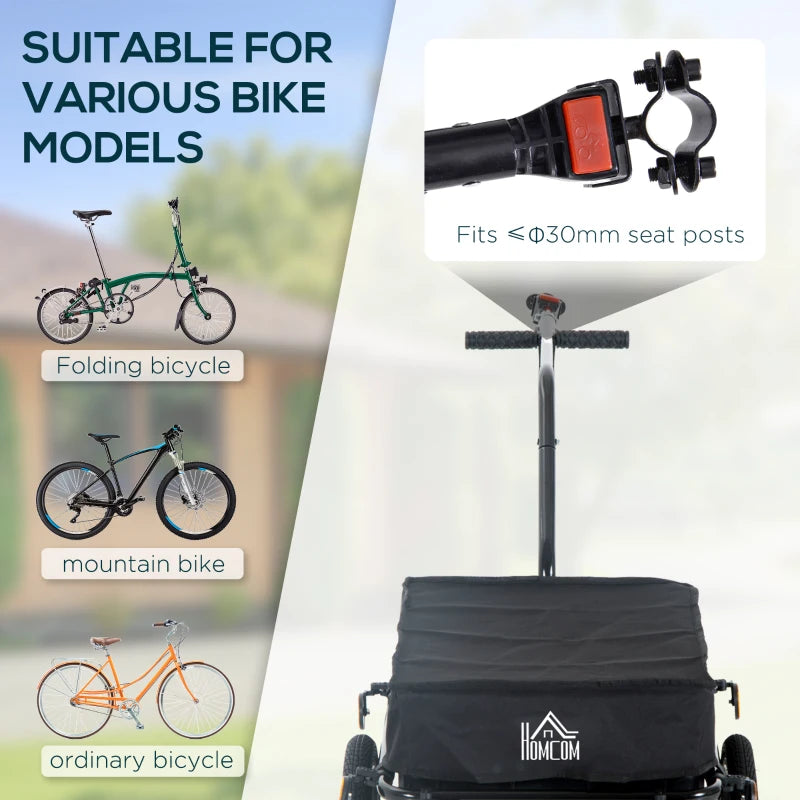 Black Cargo Bike Trailer with Utility Luggage Carrier