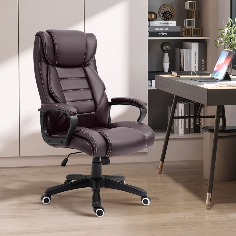 Brown High Back Executive Office Chair with Vibration Massage