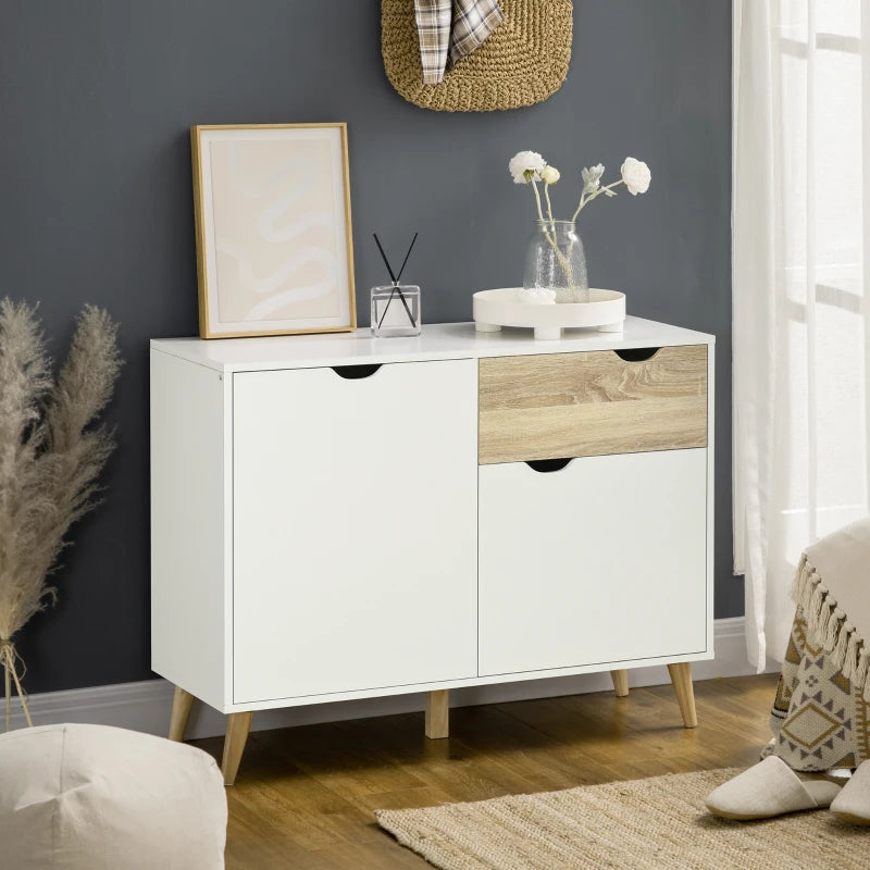 White Modern Sideboard Storage Cabinet with Drawer and 2 Doors