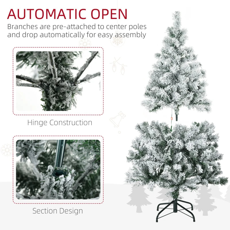 4.5' Frosted Artificial Christmas Tree with LED Lights - White or Colourful