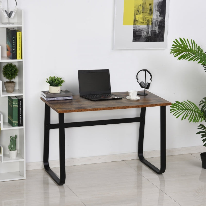 Rustic Brown Industrial Computer Desk, Small Home Office Workstation