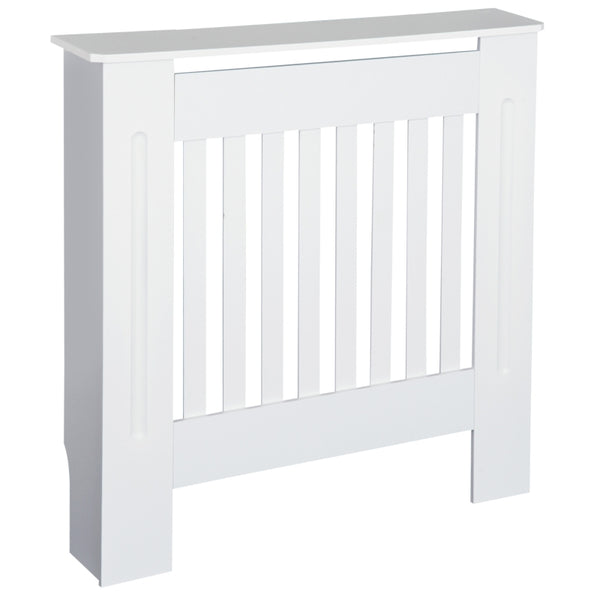 White Vertical Slatted Radiator Cover Cabinet - 78L x 19W x 81H