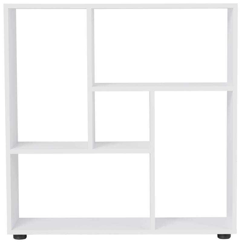 White 5-Unit Grid Bookcase with Melamine Foot Pads