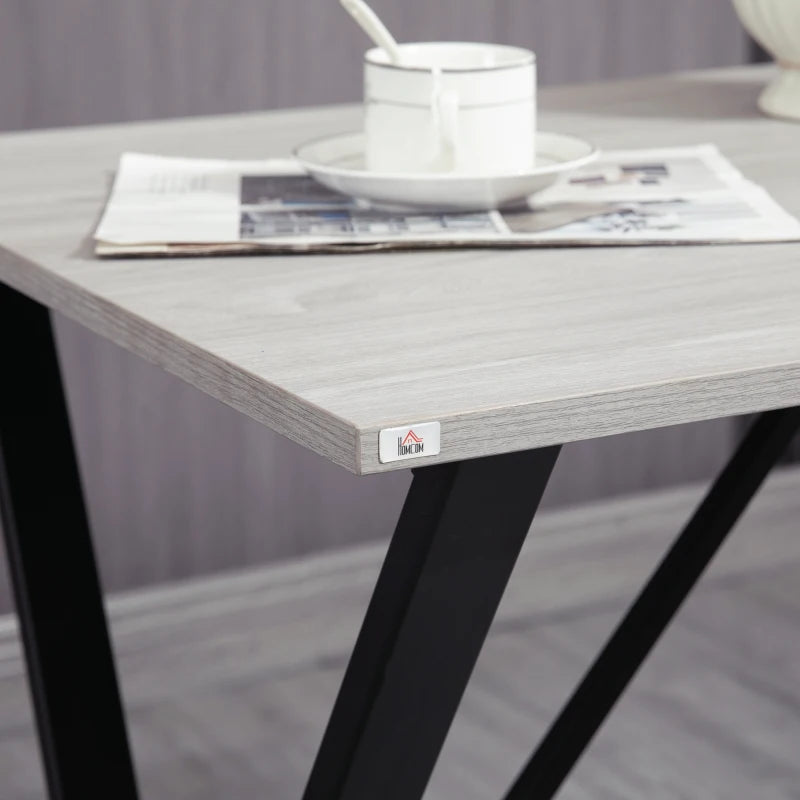 White 120cm Rectangular Bar Table with Wood Effect Top