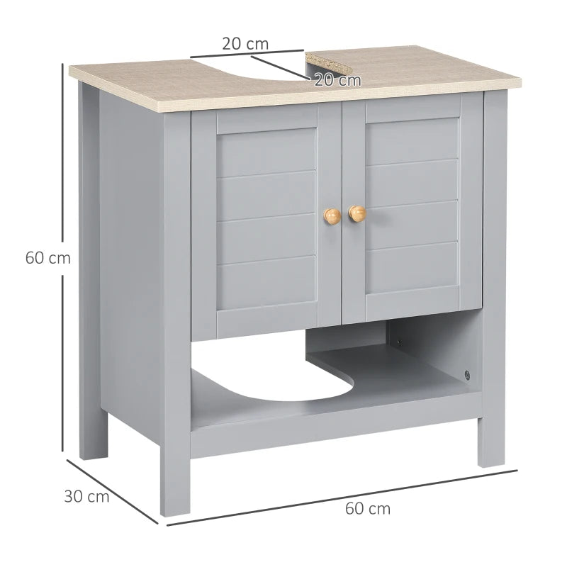 Grey Under Sink Storage Cabinet with Adjustable Shelf