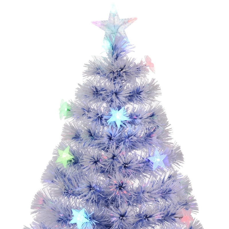 4FT Pre-Lit White Blue Fibre Optic Christmas Tree with LED Lights