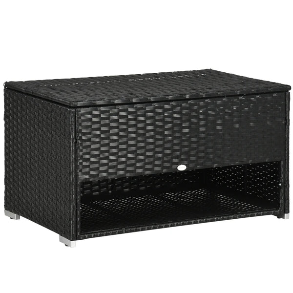 Black Rattan Outdoor Storage Box with Shoe Layer