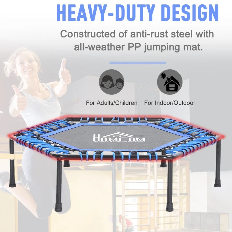 Blue 40" Mini Hexagon Trampoline with Anti-slip Pads